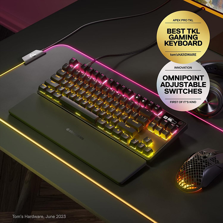 خرید کیبورد SteelSeries Apex Pro TKL نسل سه - سوییچ HyperMagnetic OmniPoint 3.0 - سیاه